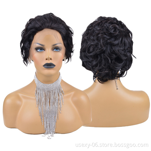 Short Natural Wig Wholesale Raw Indian Hair Perruques Naturelles Courtes Pixie Wigs Human Hair Lace Front